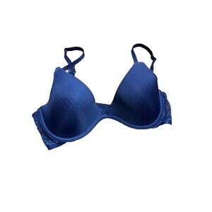 On Gossamer Women's Bra 34C Push-Up Navy Lace Accent